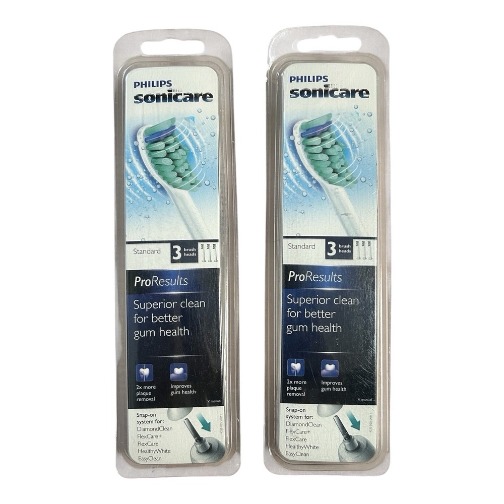 2 Philips Sonicare ProResults Brush Heads x 6 Diamond Clean Toothbrush HX6013